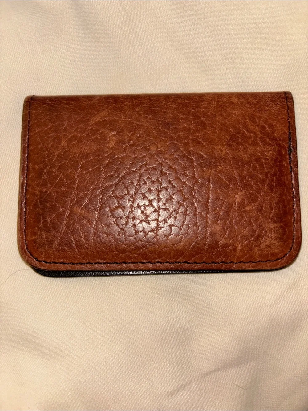 Hand-Tooled Leather Card & Key Sleeve - Brown